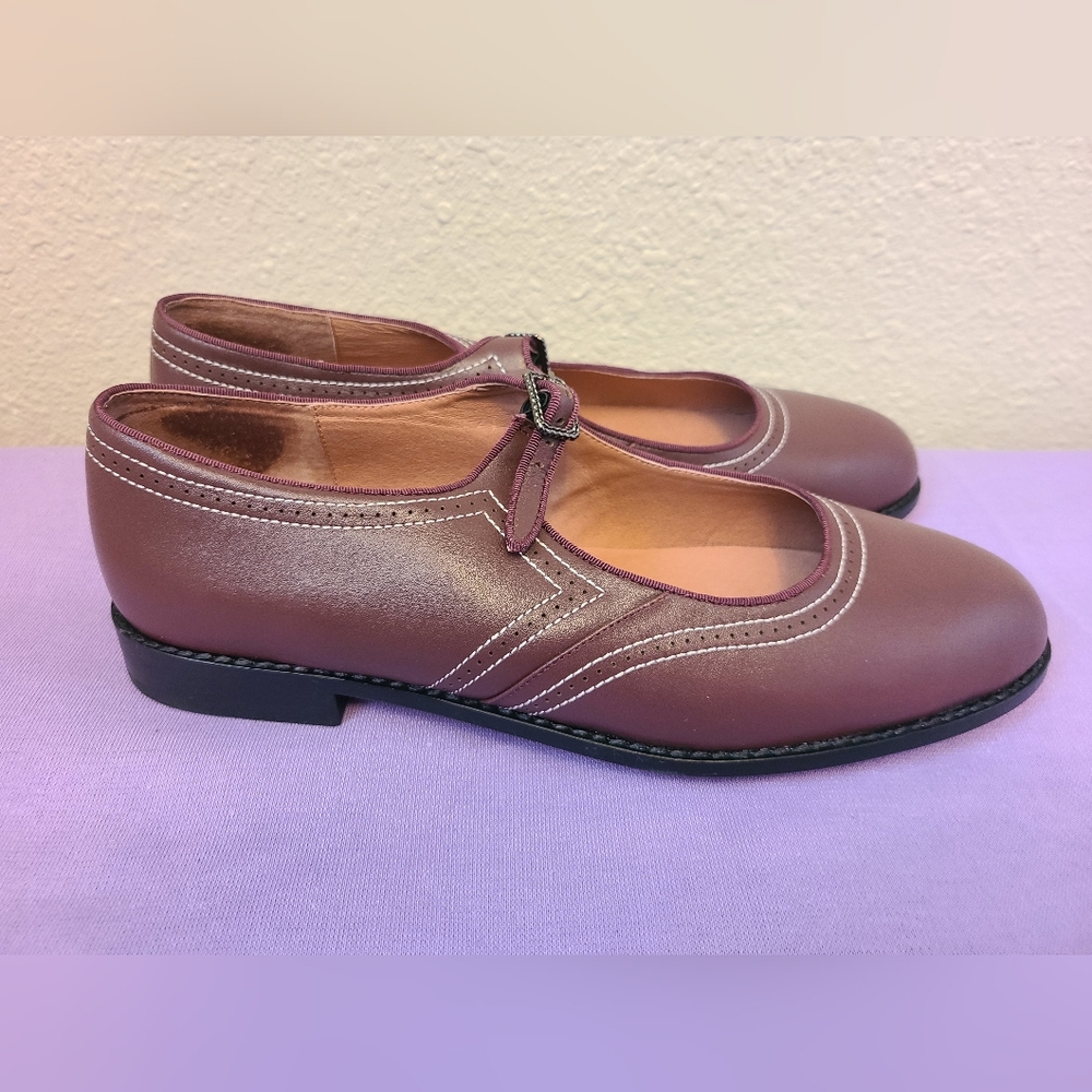 American Duchess Millie 1920s Oxblood Mary Jane Flats Shoes Size 11